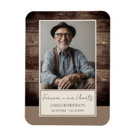 Memorial Rustic Wood One Photo Memory Magnet