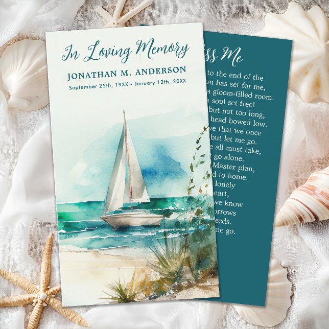 Memorial Sailboat Watercolor Funeral Prayer Card (Skapare uppladdad)