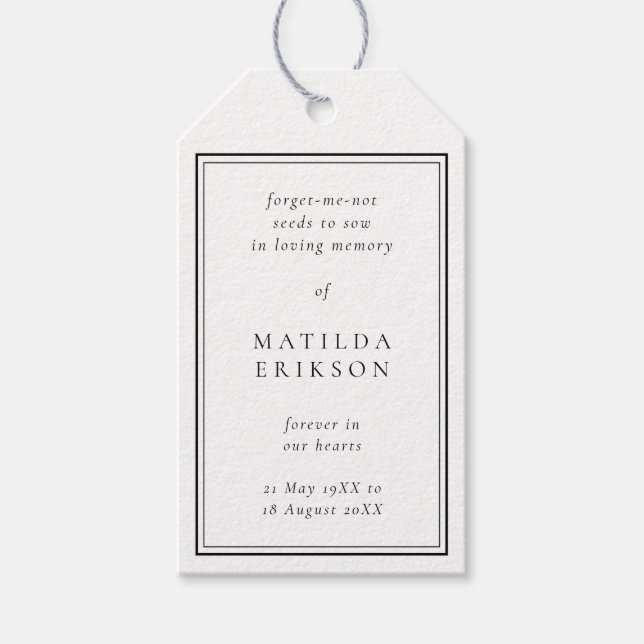 Memorial Seed Packet | Elegantens favoriter Presentetikett (Framsidan)