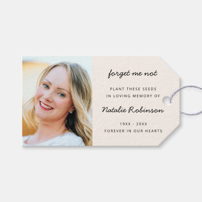Memorial Seed Packet | Funeral Favor Glöm inte Presentetikett (Framsidan (Horisontell))