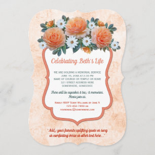 Memorial Service Apricot Rosor White Daisys Foto Inbjudningar