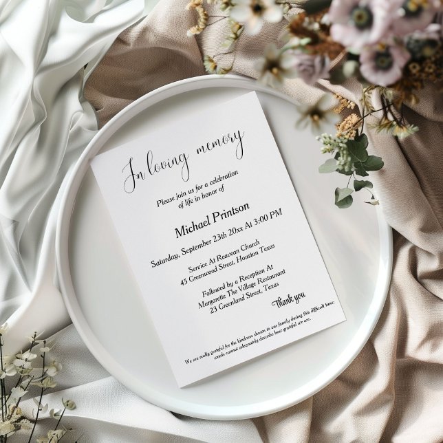 Memorial Service , begraver, firande i livet Inbjudningar (Skapare uppladdad)