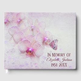 Memorial Service Butterfly On Pink Orchids Gästböcker