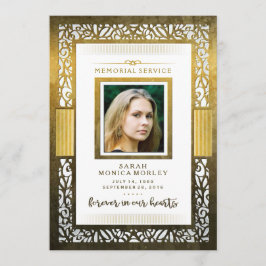 Memorial Service Elegant Golden Gräns inbjudan