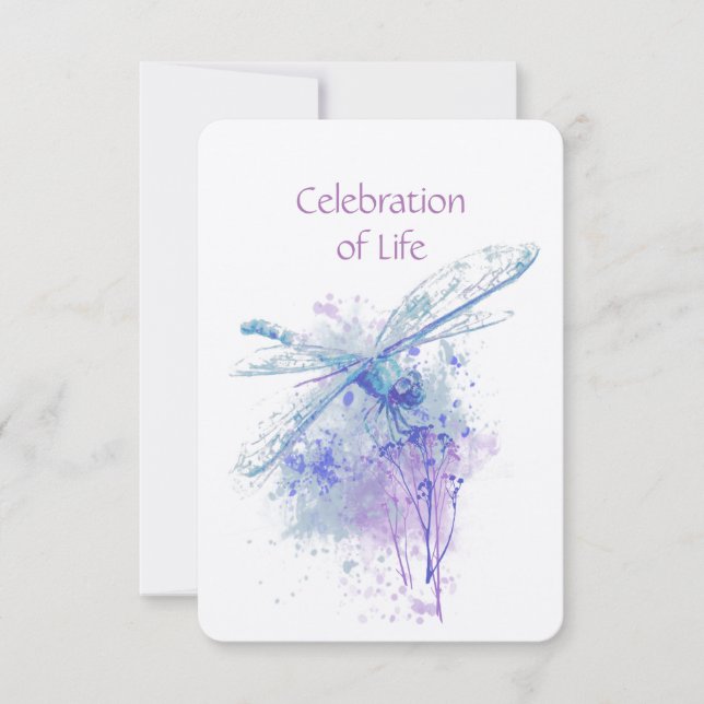 Memorial Service Firande of Life Dragonfly Inbjudningar (Framsida)