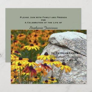 Memorial Service Firande of Life Gult Flower Inbjudningar