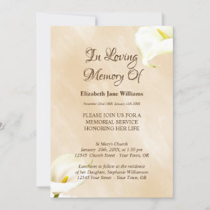 Memorial Service Firande of Life Lily Inbjudningar