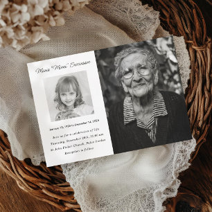 Memorial Service Firande of Life Photo Card Inbjudningar
