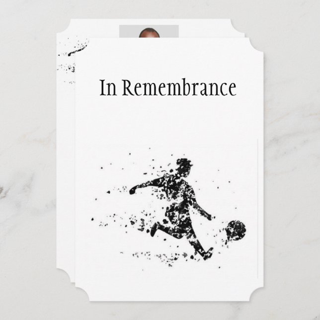 Memorial Service Firande of Life Soccer Player Inbjudningar (Fram/baksida)