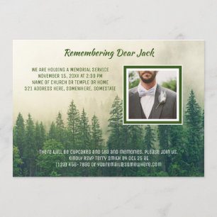 Memorial Service Foggy Forest Träd Lägg till ditt Inbjudningar