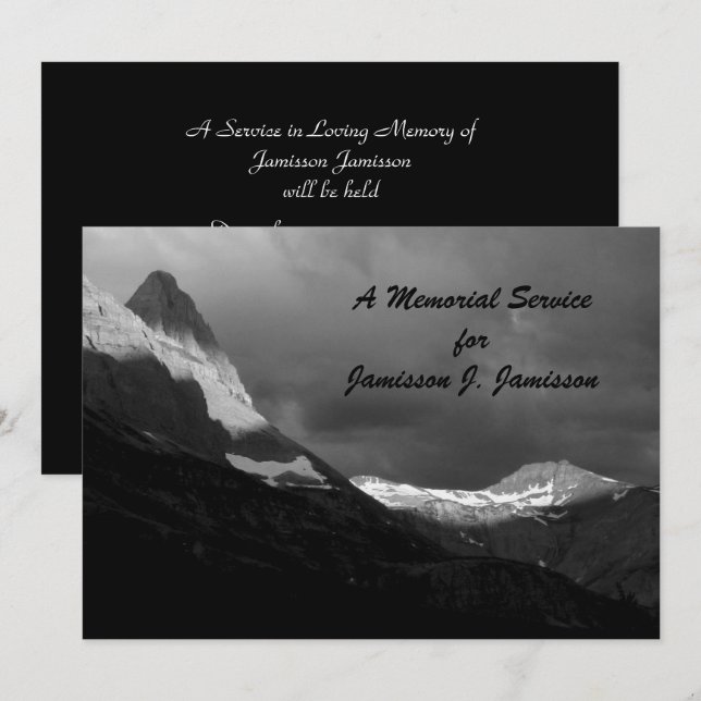 Memorial Service Glacier National Park B&W Sunrise Inbjudningar (Fram/baksida)