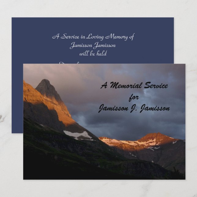 Memorial Service Glacier National Park Sunrise Inbjudningar (Fram/baksida)