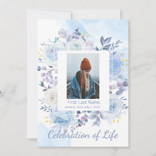 Memorial Service Hummingbird Blue Ro Inbjudningar