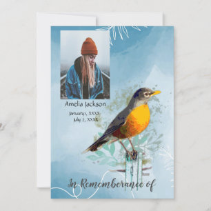 Memorial Service Inbjudan American Robin Bird