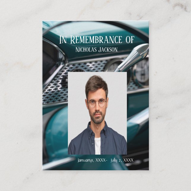 Memorial Service Inbjudan Antique Cars Auto Fordon (Framsida)