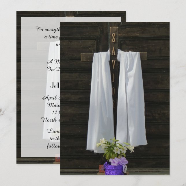 Memorial Service-inbjudan, avgränsad Kor Inbjudningar (Fram/baksida)