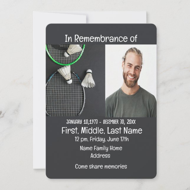 Memorial Service Inbjudan Badminton (Framsida)