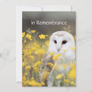 Memorial Service Inbjudan Barn Uggla Bird Flowers
