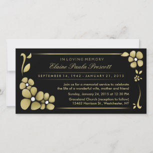 Memorial Service-inbjudan - Blommigten Guld & Blac