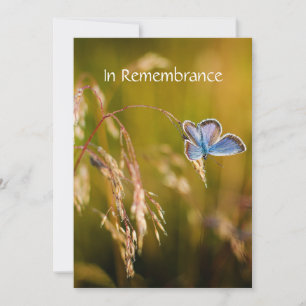 Memorial Service Inbjudan Blue Garden Butterfly