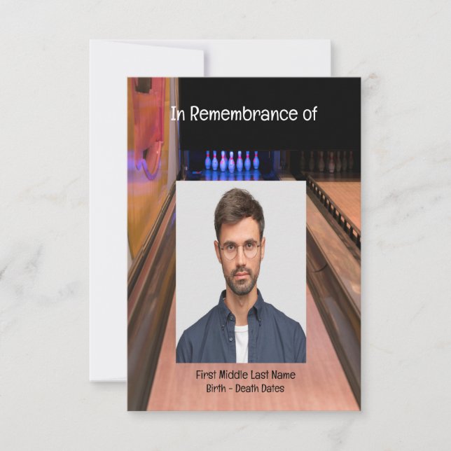 Memorial Service Inbjudan Bowling Lane Bowlareare (Framsida)
