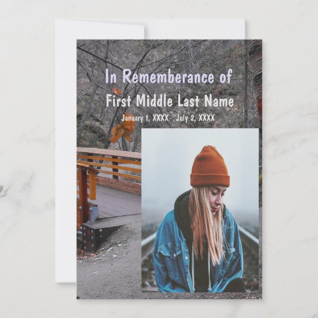 Memorial Service Inbjudan Bridge Forest Nature Trä (Framsida)