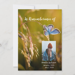 Memorial Service Inbjudan Butterfly Flower