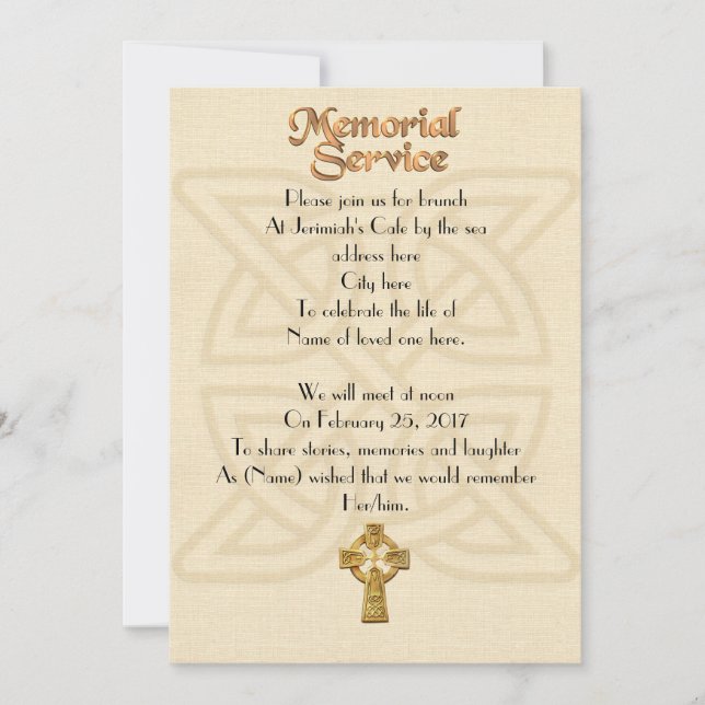 Memorial Service-inbjudan Celtic Knot & kor Inbjudningar (Framsida)