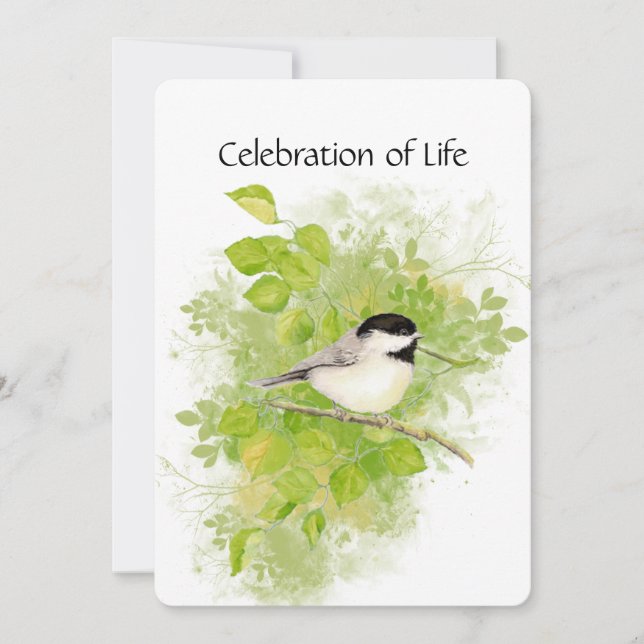 Memorial Service Inbjudan Chickadee Bird Animal ar (Framsida)