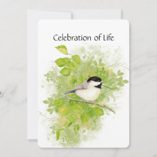Memorial Service Inbjudan Chickadee Bird Animal ar