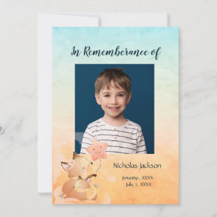 Memorial Service Inbjudan Children Cute Fox Art