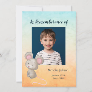 Memorial Service Inbjudan Children Cute Mouse