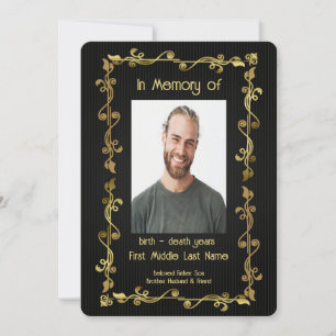 Memorial Service Inbjudan Classic Modern Black Gul