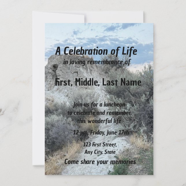 Memorial Service Inbjudan Desert Mountain Trail Wa (Baksida)