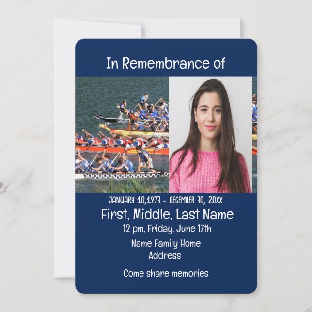 Memorial Service Inbjudan Dragon Boat Rower (Framsida)