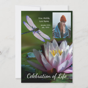 Memorial Service Inbjudan Dragonfly Lotus Flower