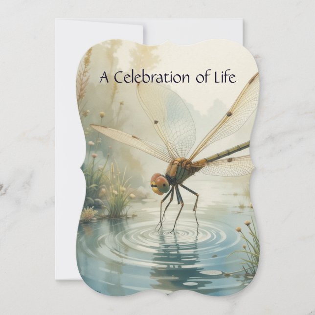 Memorial Service Inbjudan Dragonfly Watercolor Art (Framsida)