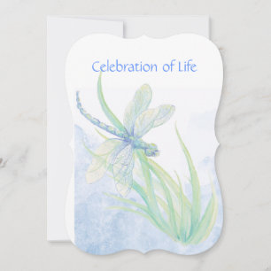 Memorial Service Inbjudan Dragonfly Watercolor Art