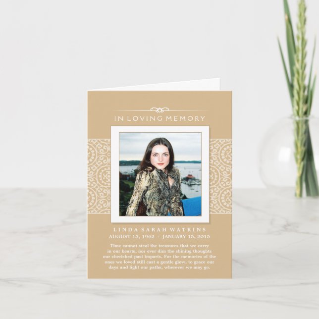 Memorial Service-inbjudan Elegant Guld & White Inbjudan (Framsida)