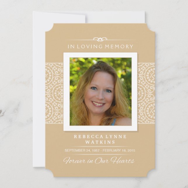 Memorial Service-inbjudan - Elegant Guld & White Inbjudningar (Framsida)