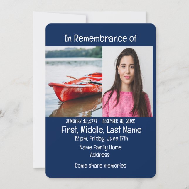 Memorial Service Inbjudan Figur Skating Skater (Framsida)