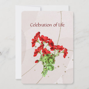 Memorial Service Inbjudan Geranium Flower Art