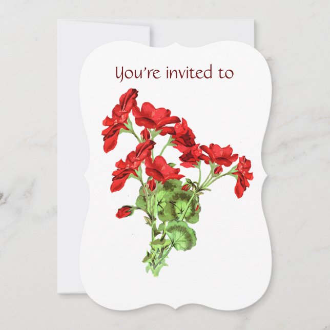 Memorial Service Inbjudan Geranium Flower Art (Framsida)