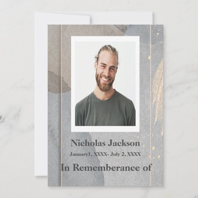 Memorial Service Inbjudan Granite Stone Grått Gråt (Framsida)