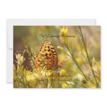 Memorial Service-inbjudan, Gult Butterfly