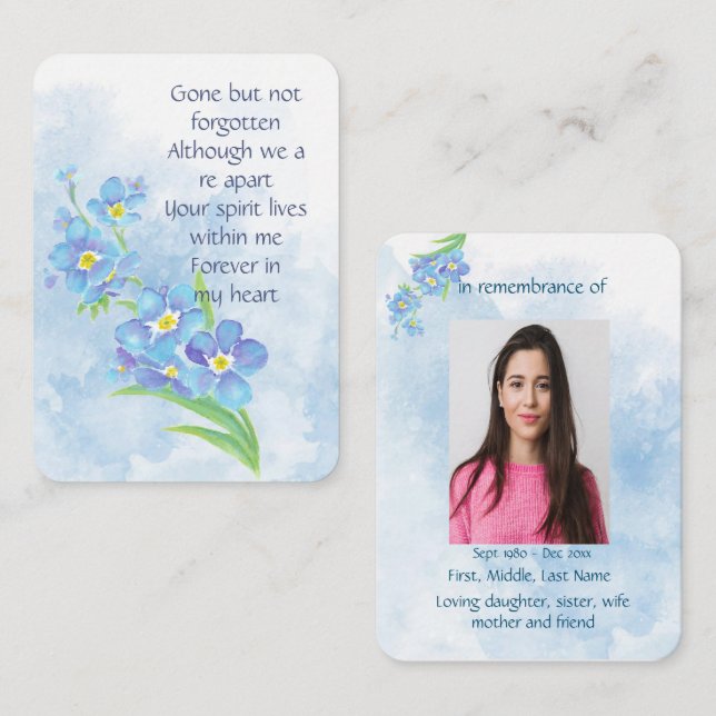 Memorial Service Inbjudan har glömt att jag inte ä (Fram/baksida)