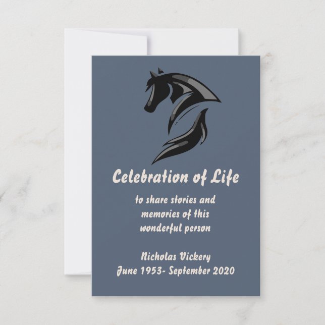 Memorial Service Inbjudan Horse Equestrian Animal (Framsida)