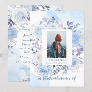 Memorial Service Inbjudan Hummingbird Blue Ro