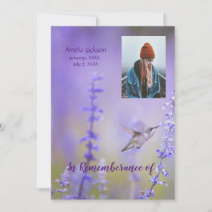 Memorial Service Inbjudan Hummingbird Lavender