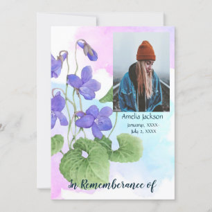Memorial Service Inbjudan Hummingbird Violet Blomm